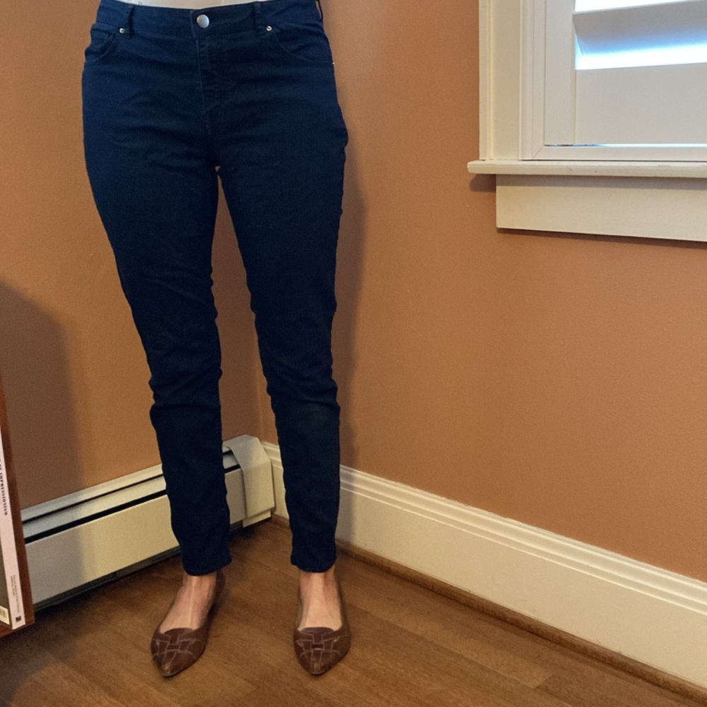 Stretch cotton navy blue pants